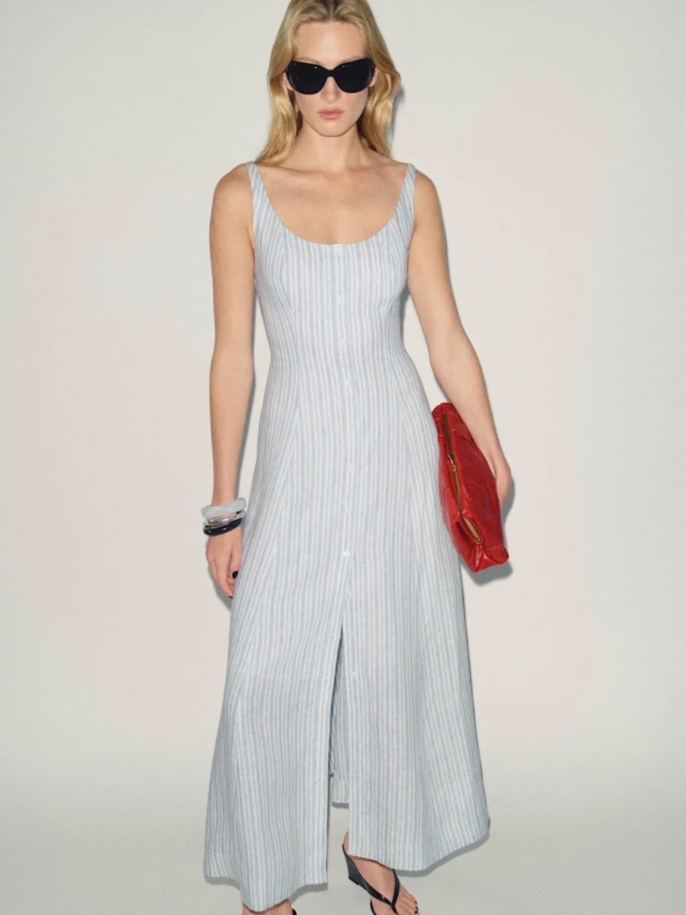 NWT Reformation Fraise Linen Dress Blue - Size 10